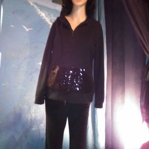 Joseph Ribhoff/2 PIECE SOFT BLACK HOODED SWEATSUIT